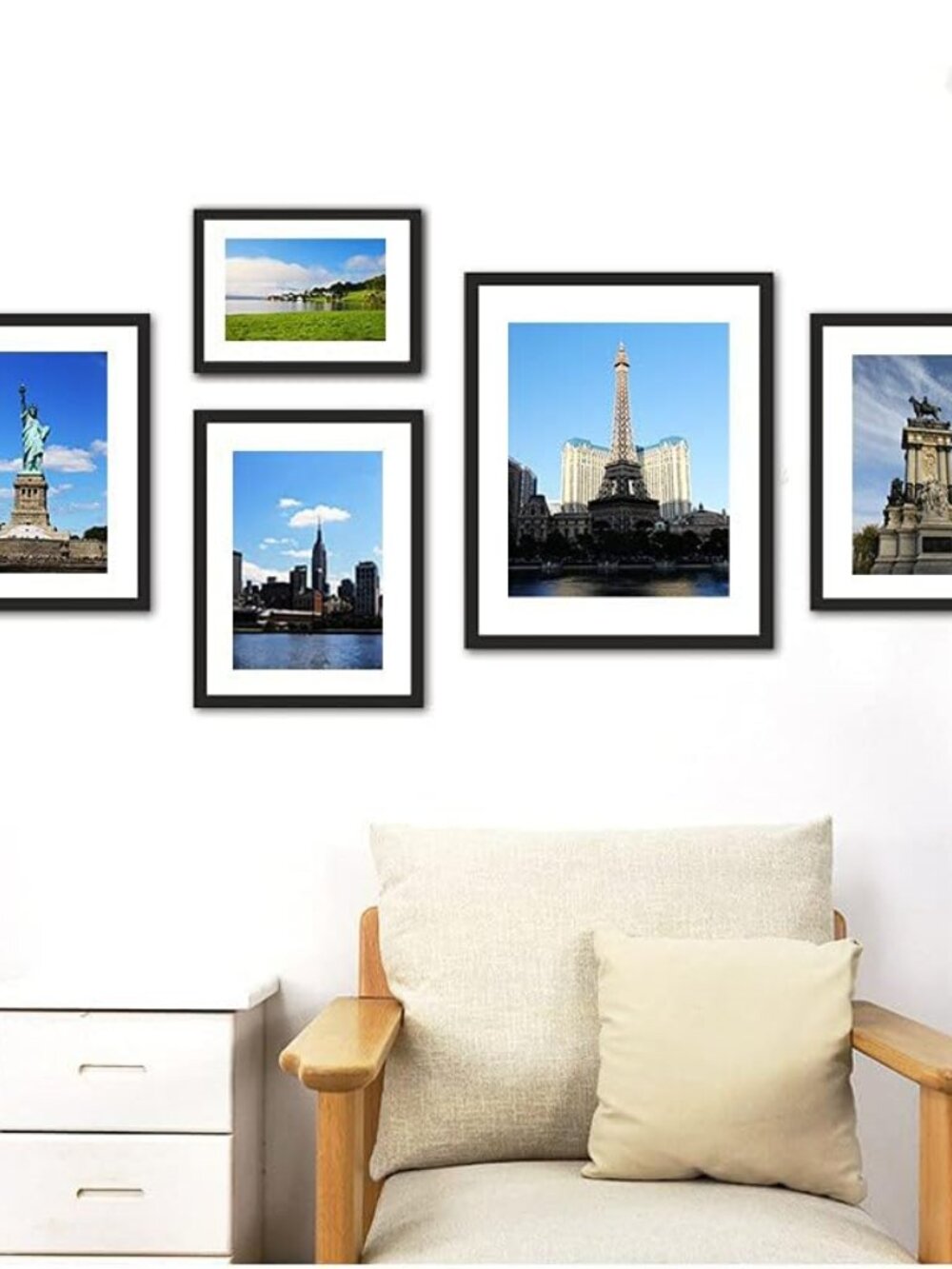 11x14 Picture Frame Set of 6, Display Pictures 8x10 with Mat or 11x14 without Ma - Picture 2 of 8